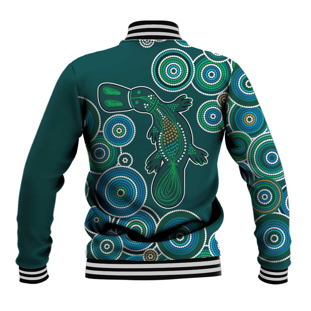 Green Platypus Aboriginal Art Baseball Jacket