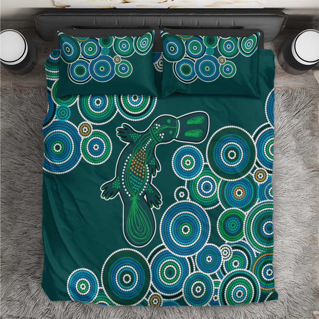 Green Platypus Aboriginal Art Bedding Set