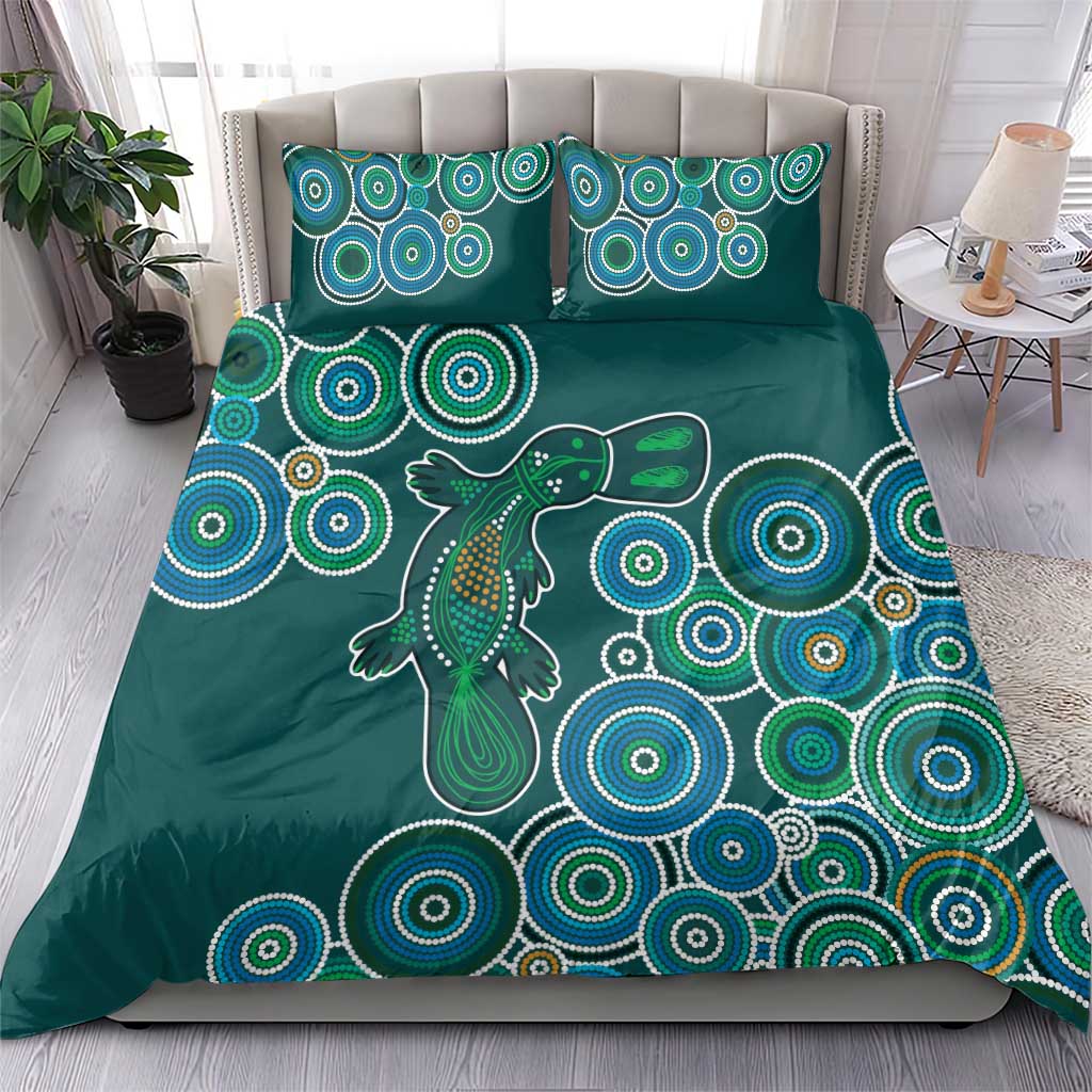 Green Platypus Aboriginal Art Bedding Set