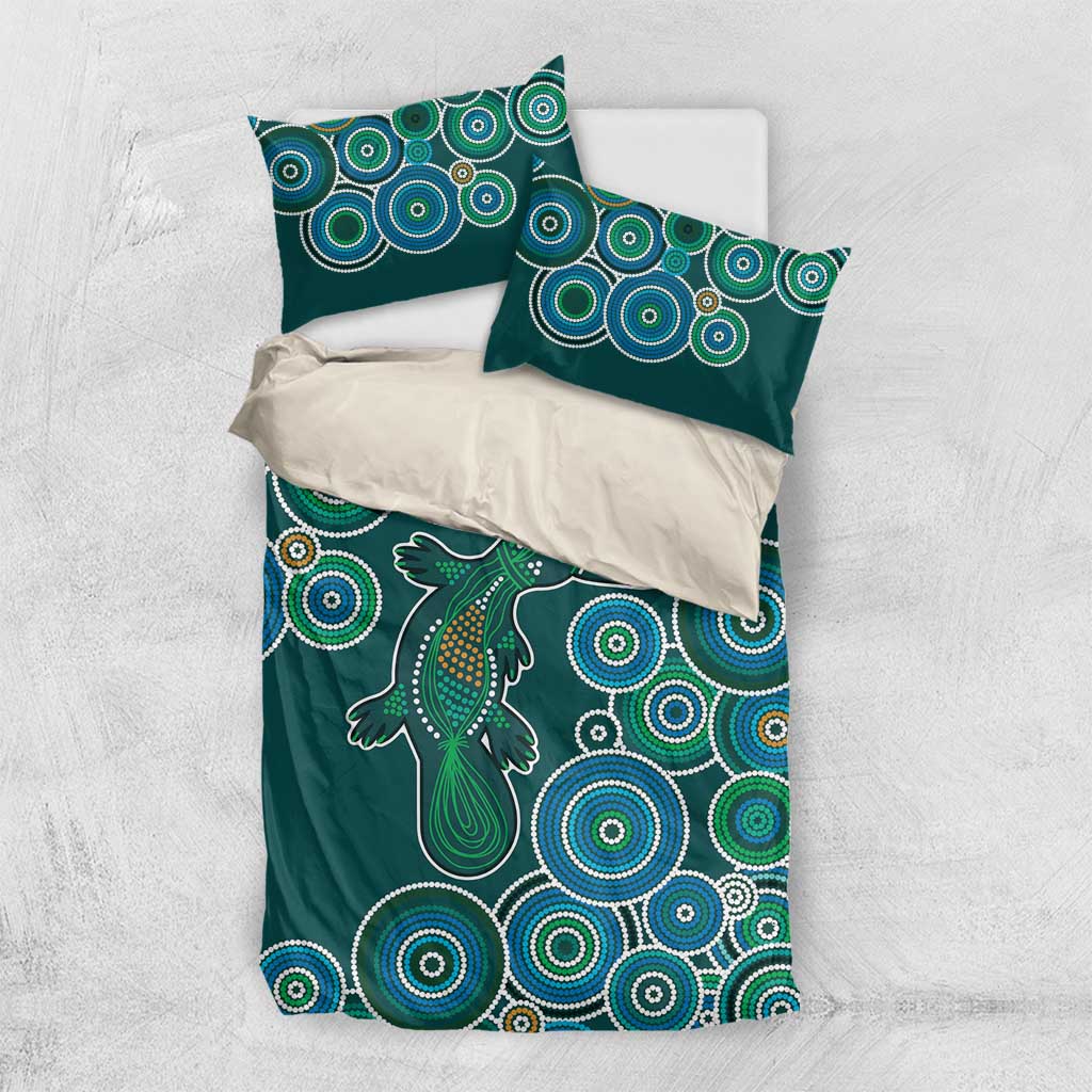 Green Platypus Aboriginal Art Bedding Set