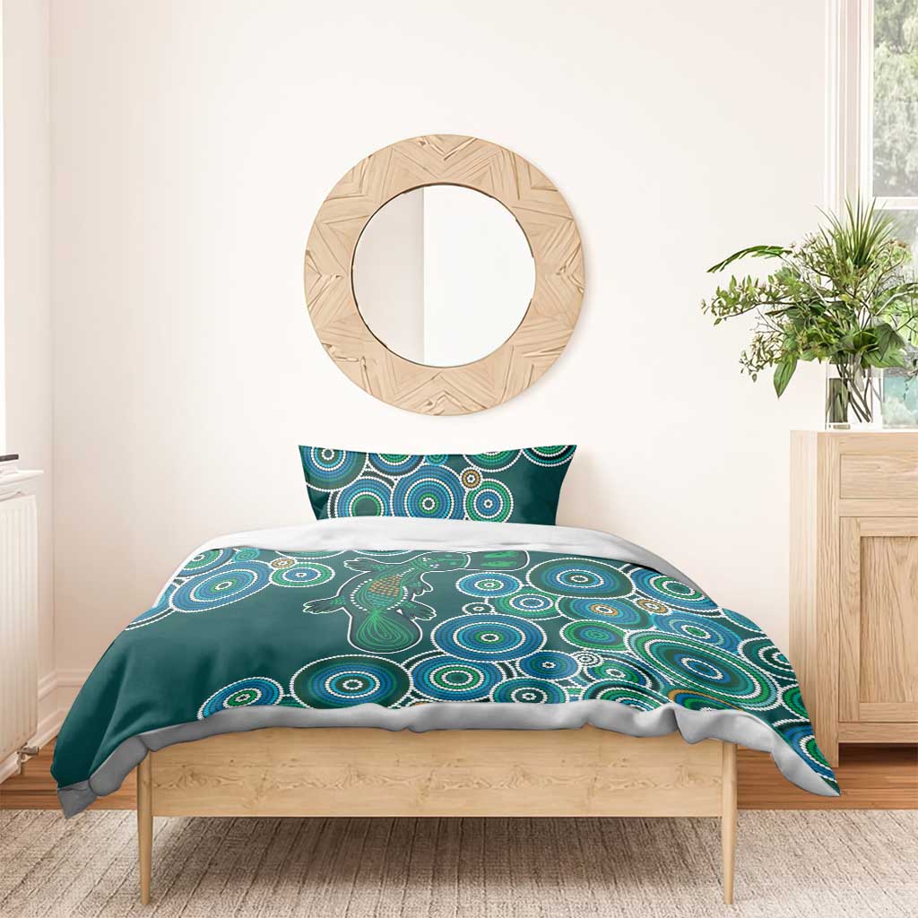 Green Platypus Aboriginal Art Bedding Set