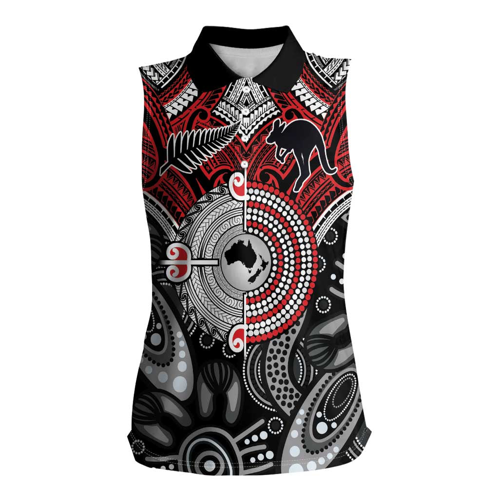 Aotearoa and Australia Women Sleeveless Polo Shirt New Zealand Honour The Treaty Ake!Ake!Ake!