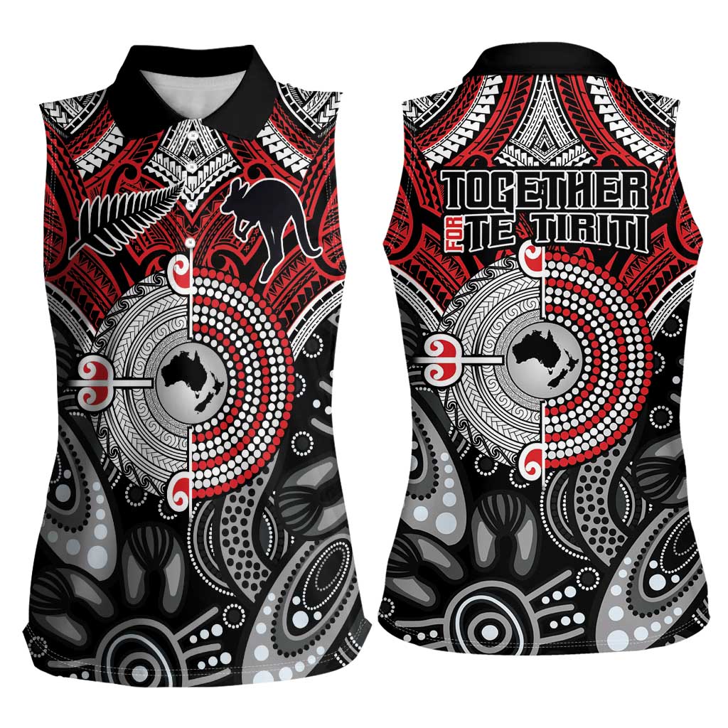 Aotearoa and Australia Women Sleeveless Polo Shirt New Zealand Honour The Treaty Ake!Ake!Ake!