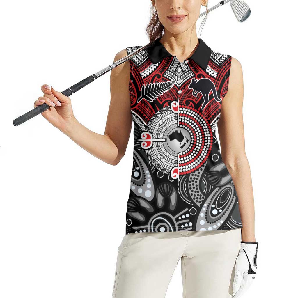 Aotearoa and Australia Women Sleeveless Polo Shirt New Zealand Honour The Treaty Ake!Ake!Ake!