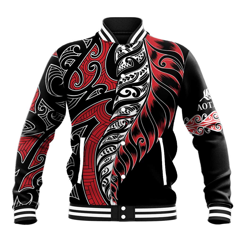 Koru Fern New Zealand Baseball Jacket Maori Tribal Pattern