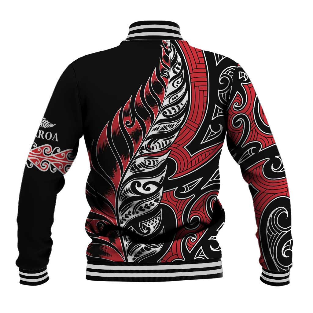 Koru Fern New Zealand Baseball Jacket Maori Tribal Pattern