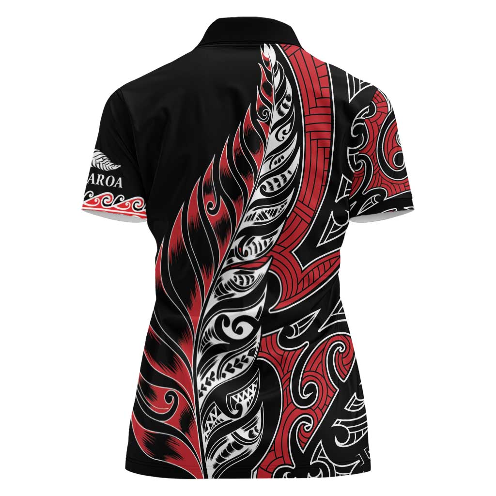 Koru Fern New Zealand Women Polo Shirt Maori Tribal Pattern