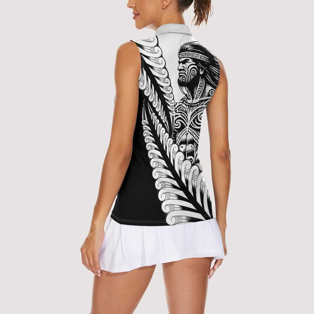 Koru Fern New Zealand Maori Tribal Warrior Women Sleeveless Polo Shirt