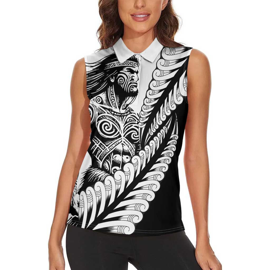 Koru Fern New Zealand Maori Tribal Warrior Women Sleeveless Polo Shirt