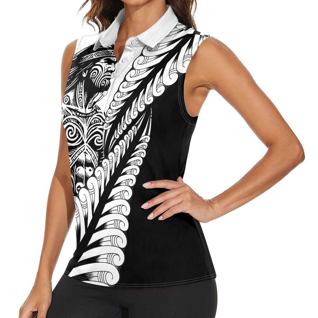 Koru Fern New Zealand Maori Tribal Warrior Women Sleeveless Polo Shirt