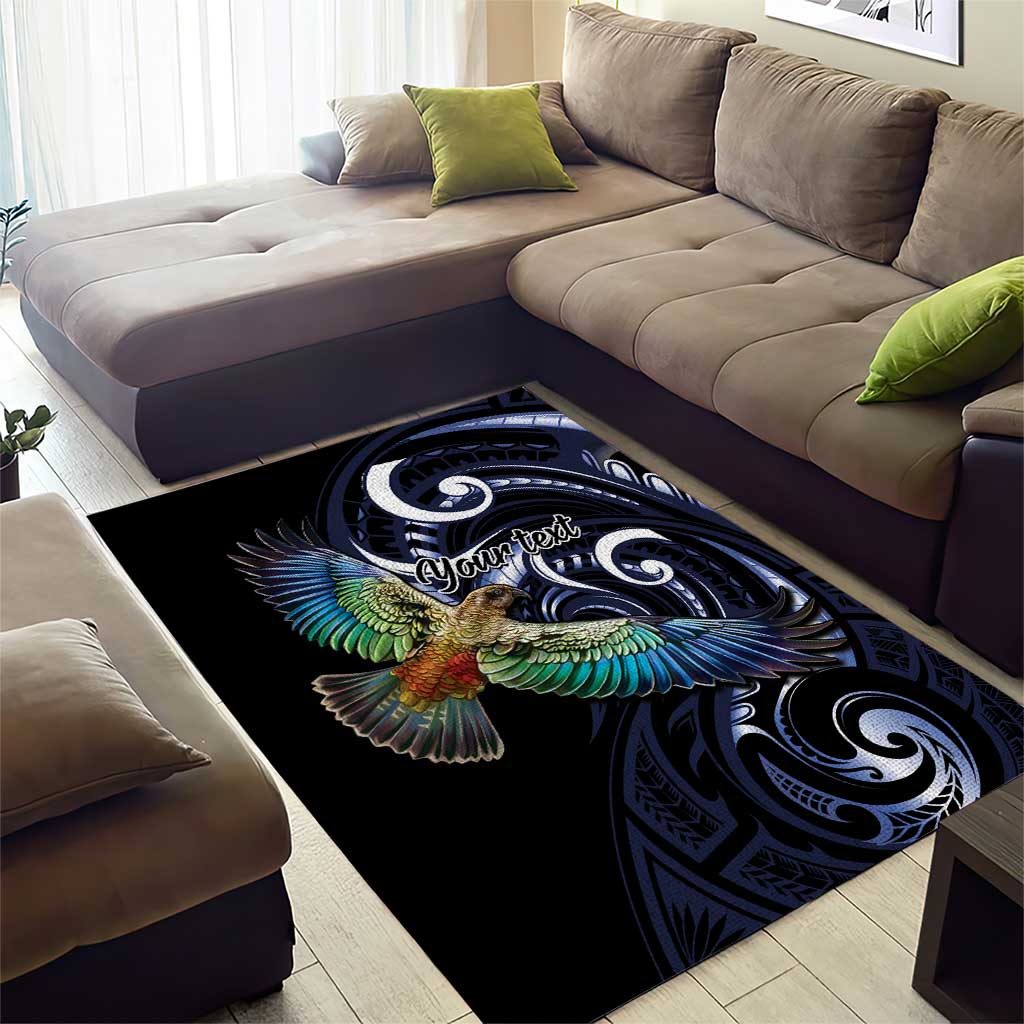 New Zealand Kea Bird Personalised Area Rug Maori Tribal Koru Art