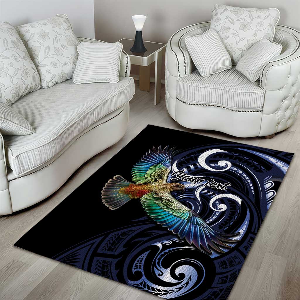 New Zealand Kea Bird Personalised Area Rug Maori Tribal Koru Art