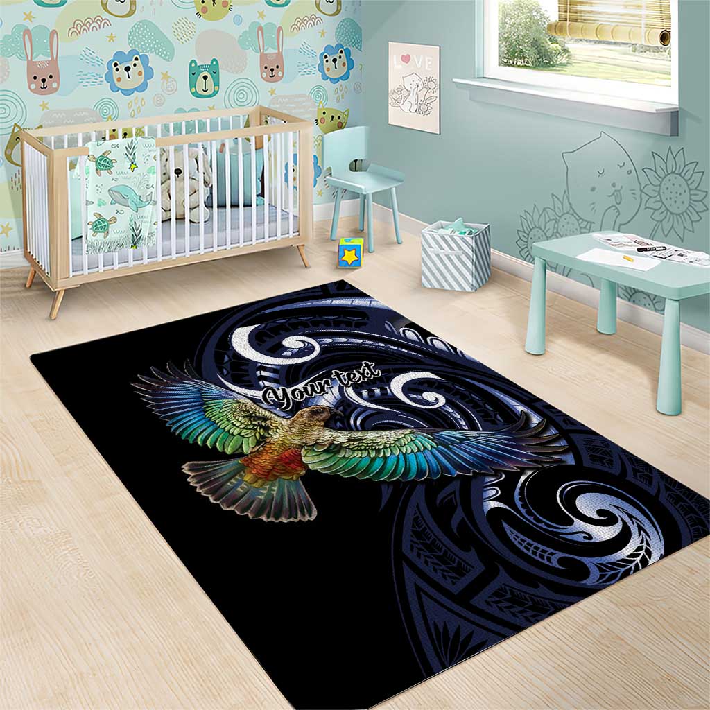 New Zealand Kea Bird Personalised Area Rug Maori Tribal Koru Art