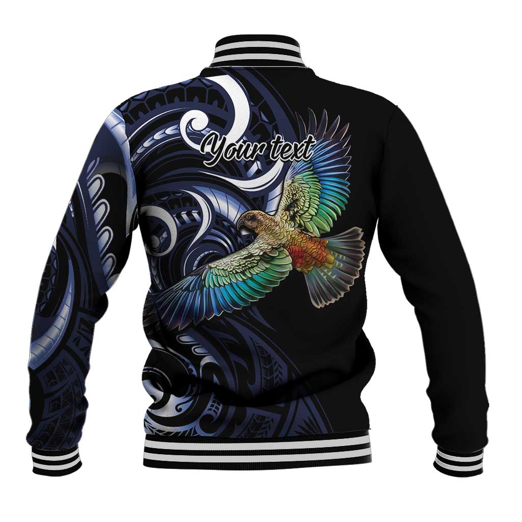 New Zealand Kea Bird Personalised Baseball Jacket Maori Tribal Koru Art