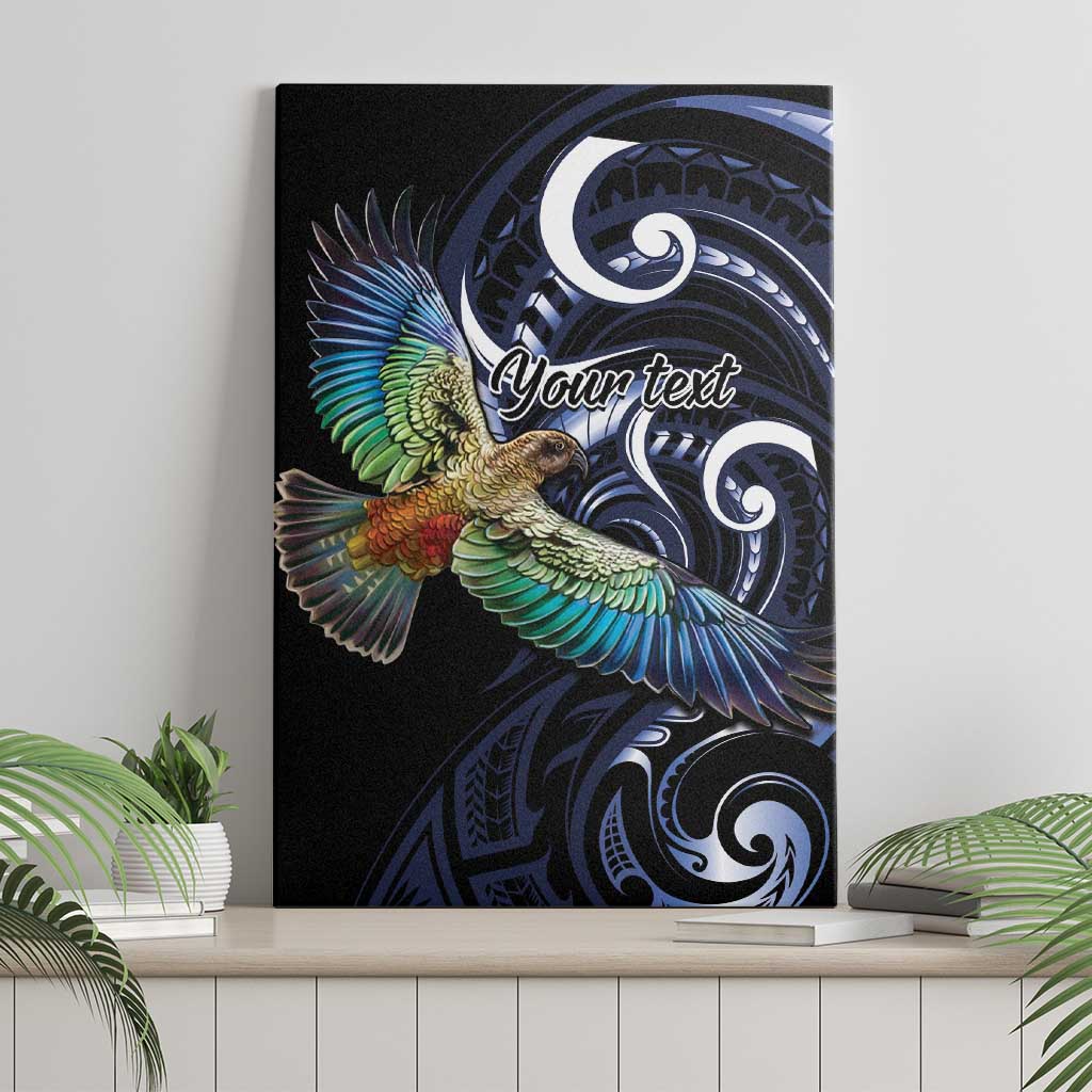 New Zealand Kea Bird Personalised Canvas Wall Art Maori Tribal Koru Art