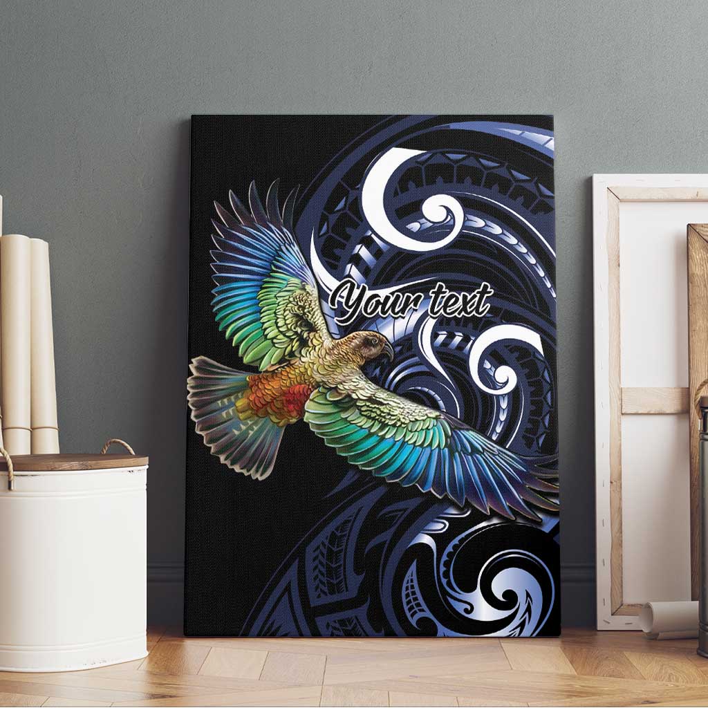 New Zealand Kea Bird Personalised Canvas Wall Art Maori Tribal Koru Art