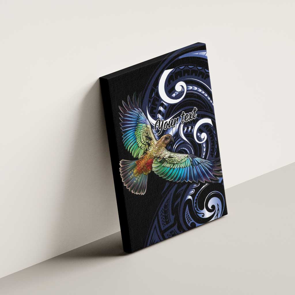 New Zealand Kea Bird Personalised Canvas Wall Art Maori Tribal Koru Art