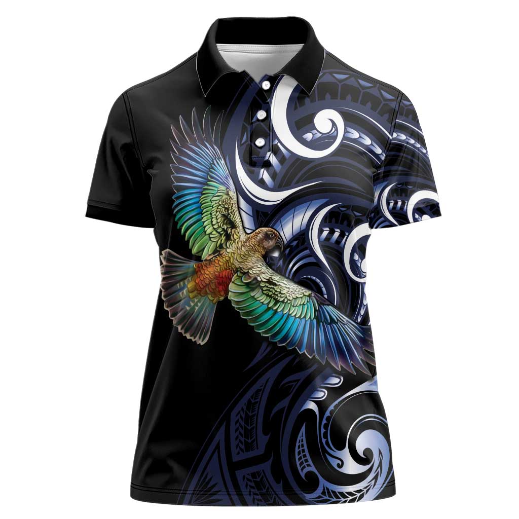 New Zealand Kea Bird Personalised Women Polo Shirt Maori Tribal Koru Art