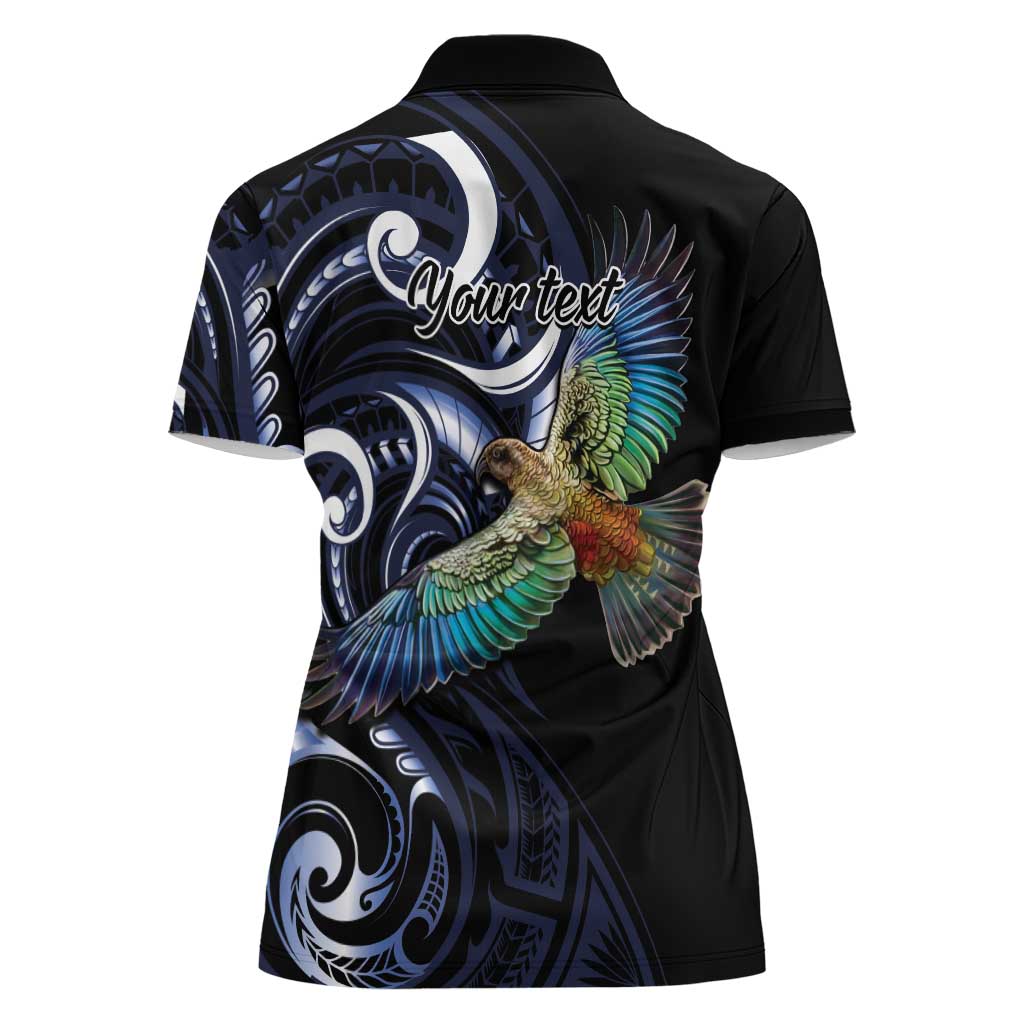 New Zealand Kea Bird Personalised Women Polo Shirt Maori Tribal Koru Art