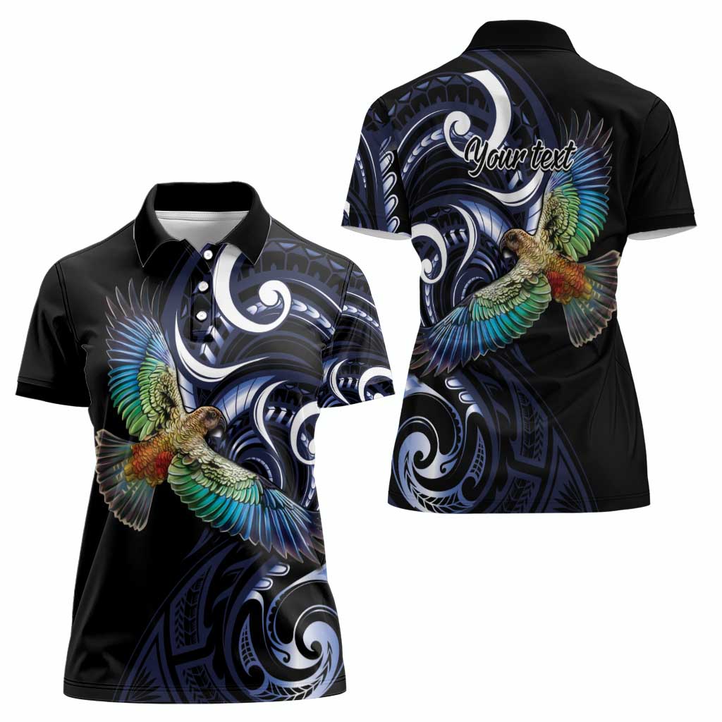 New Zealand Kea Bird Personalised Women Polo Shirt Maori Tribal Koru Art