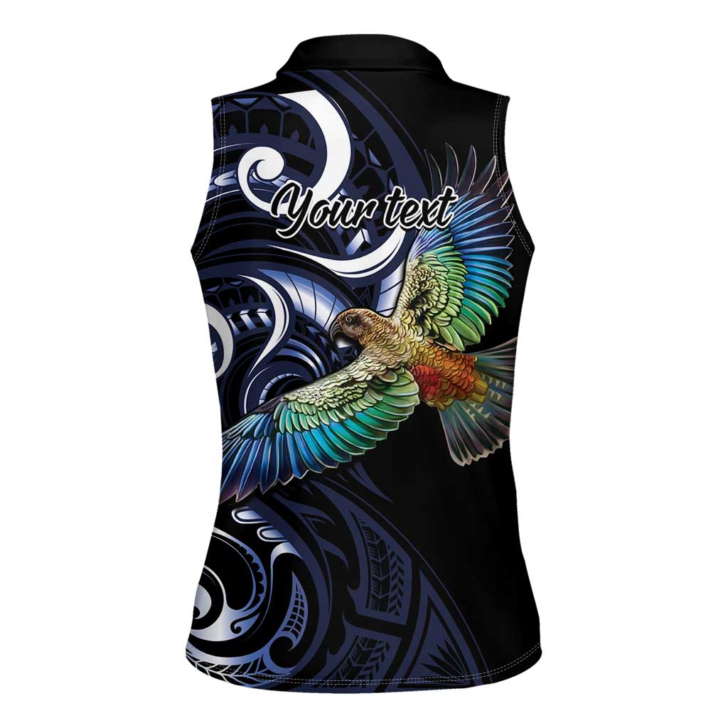 New Zealand Kea Bird Personalised Women Sleeveless Polo Shirt Maori Tribal Koru Art