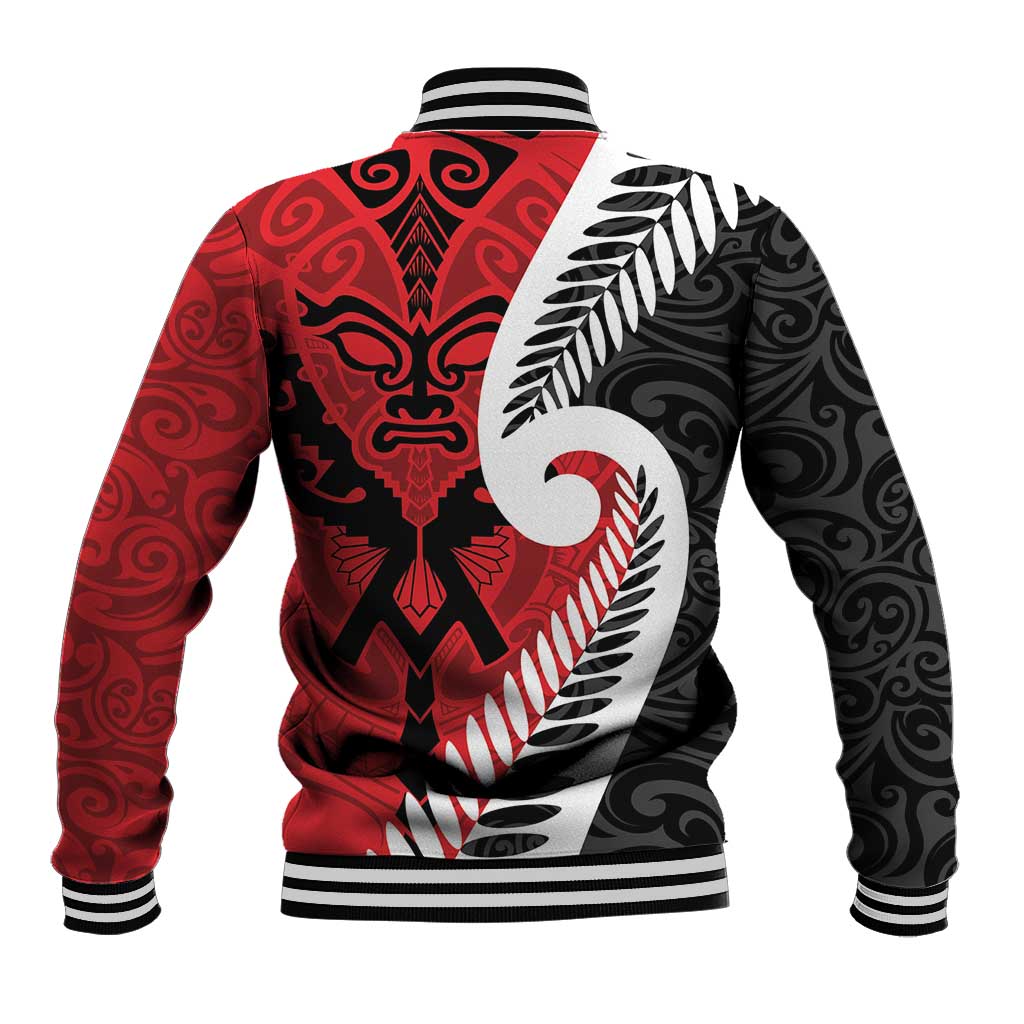 Silver Fern Koru Swirls with Maori Ta Moko Baseball Jacket