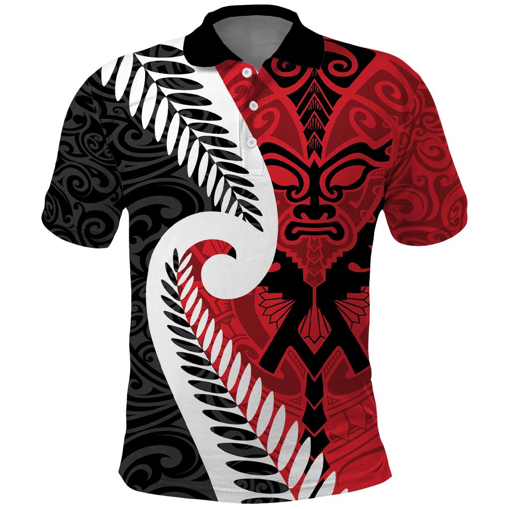 Silver Fern Koru Swirls with Maori Ta Moko Polo Shirt