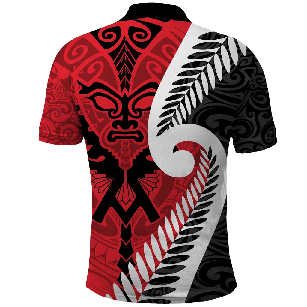 Silver Fern Koru Swirls with Maori Ta Moko Polo Shirt