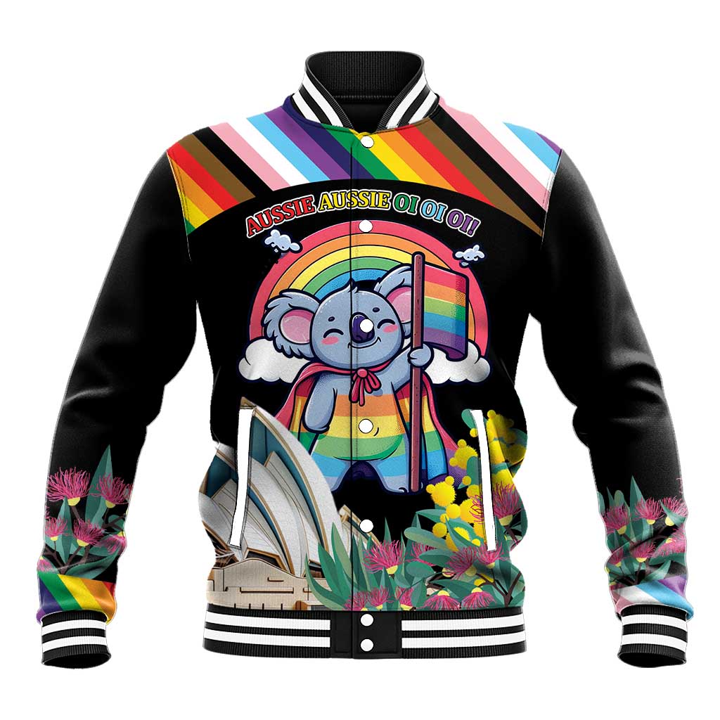 Aussia Pride Month Rainbow Koala Baseball Jacket