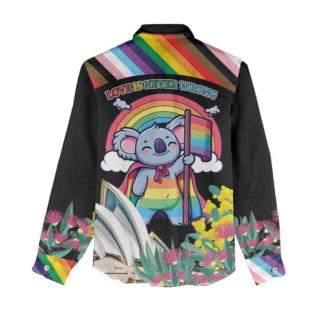 Aussia Pride Month Rainbow Koala Women Casual Shirt