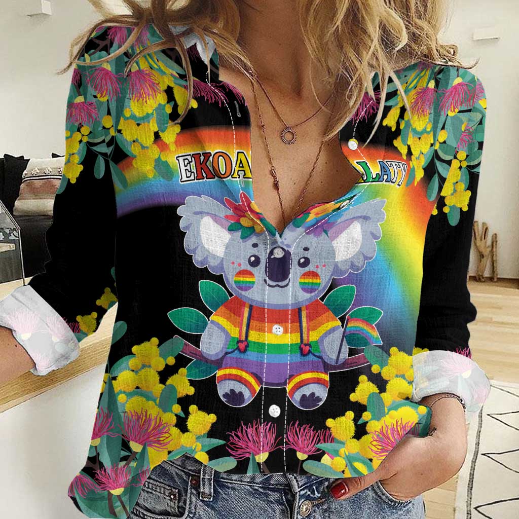 LGBTQ Koala Gay Women Casual Shirt Aussie Koala Bear Ekoalaty