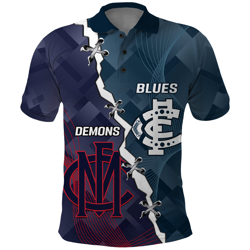 Personalised Demons And Blues Football Polo Shirt Sporty Version