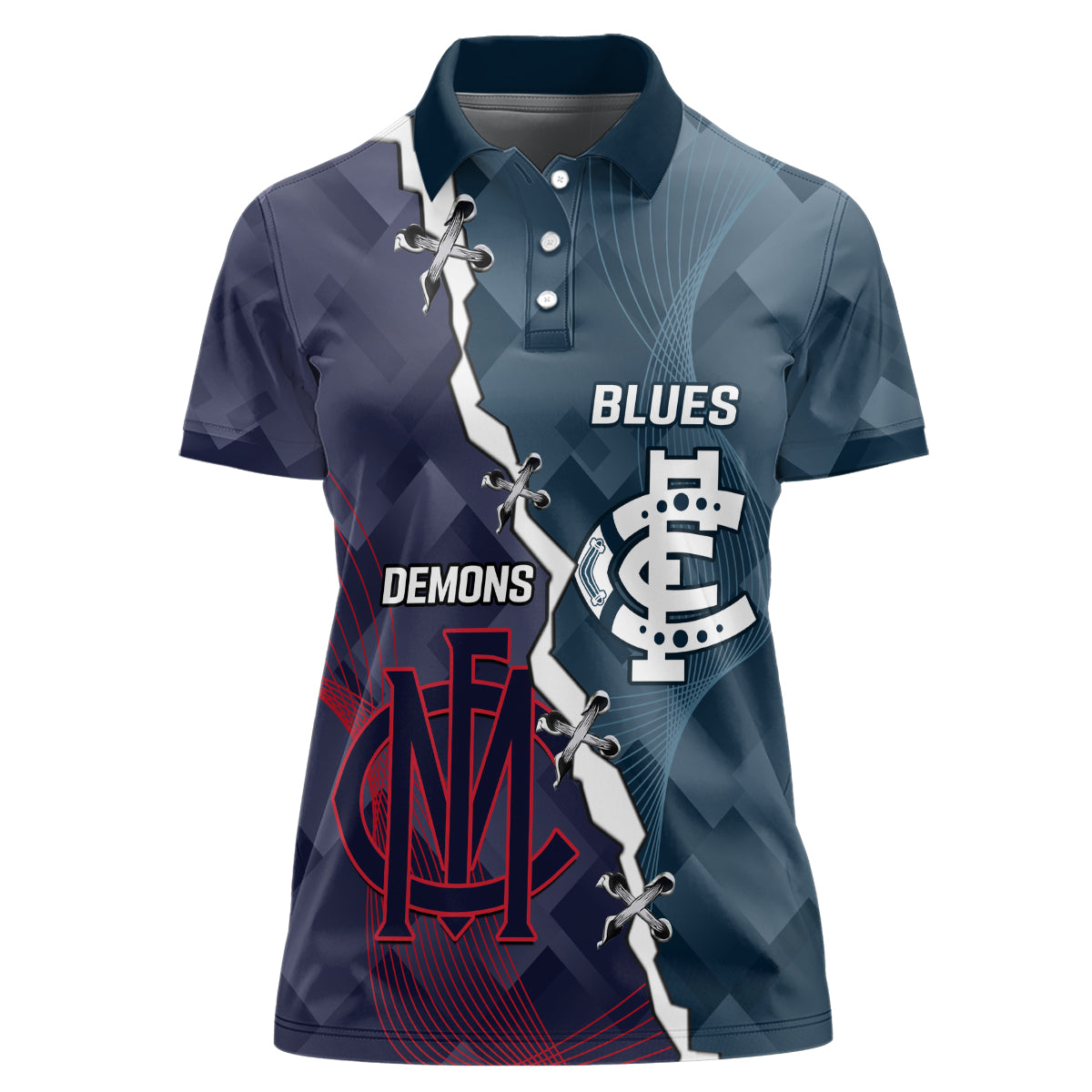 Personalised Demons And Blues Football Women Polo Shirt Sporty Version