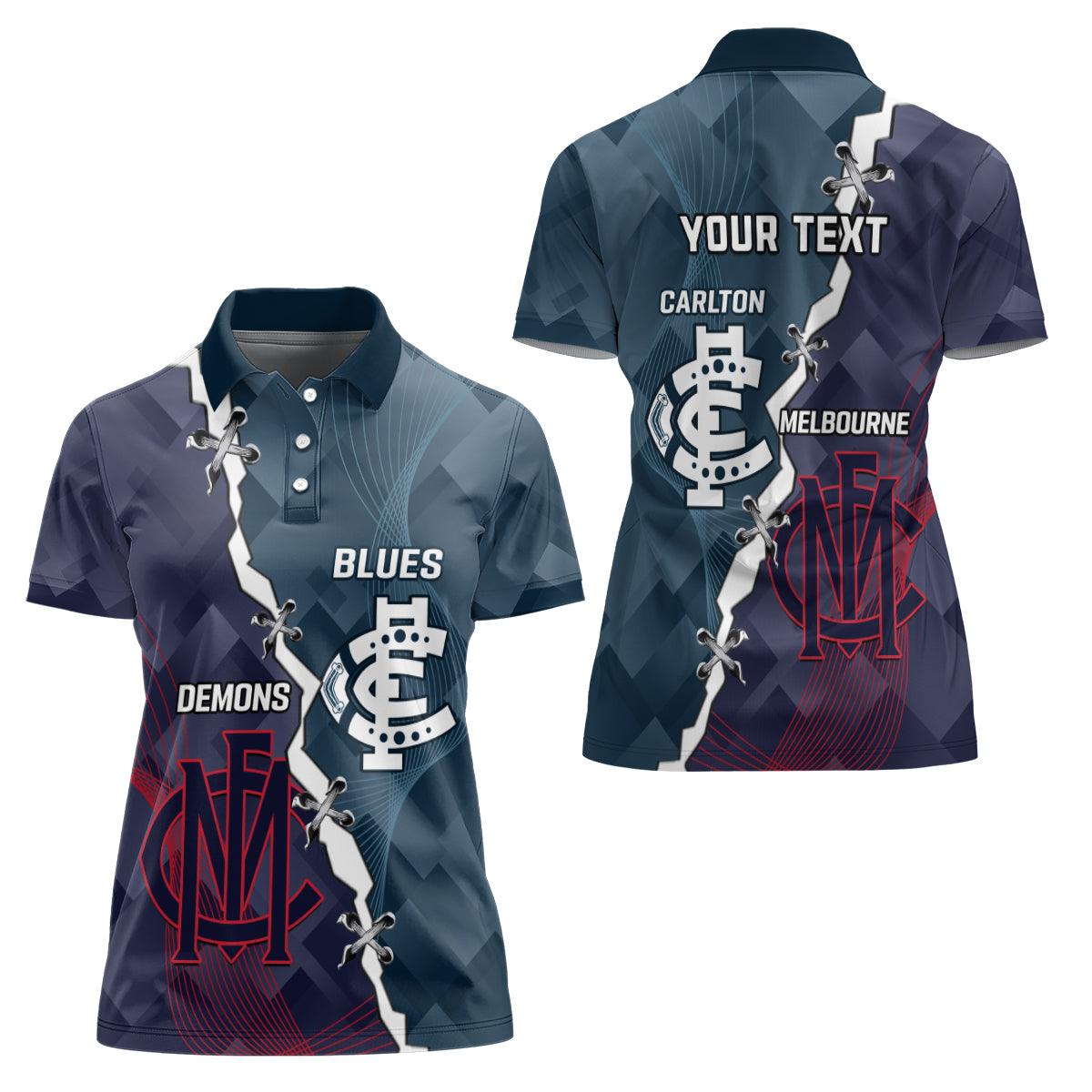 Personalised Demons And Blues Football Women Polo Shirt Sporty Version