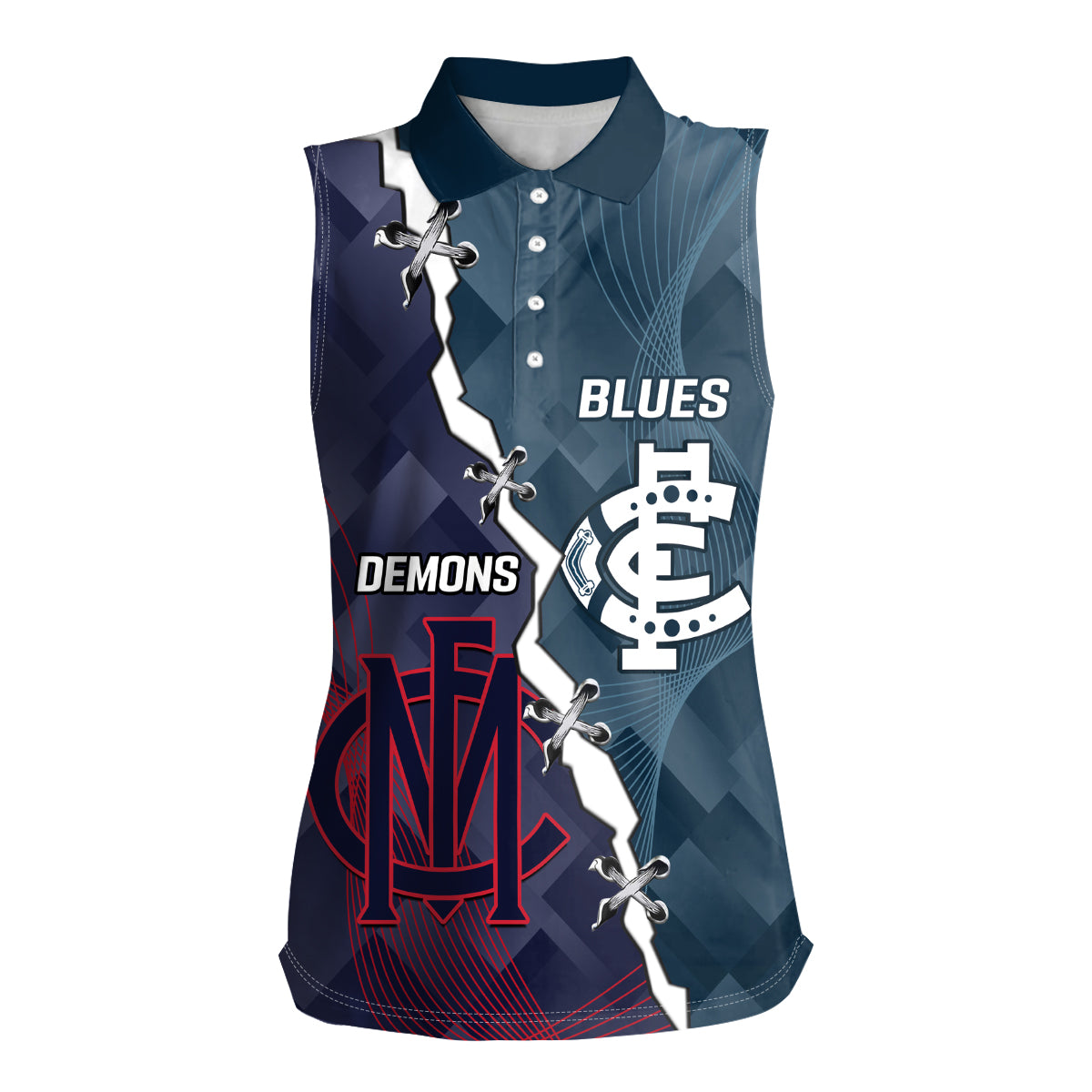 Personalised Demons And Blues Football Women Sleeveless Polo Shirt Sporty Version