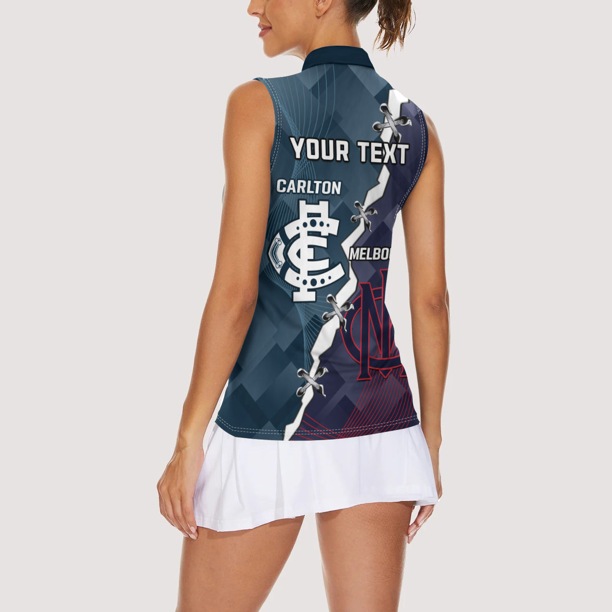 Personalised Demons And Blues Football Women Sleeveless Polo Shirt Sporty Version