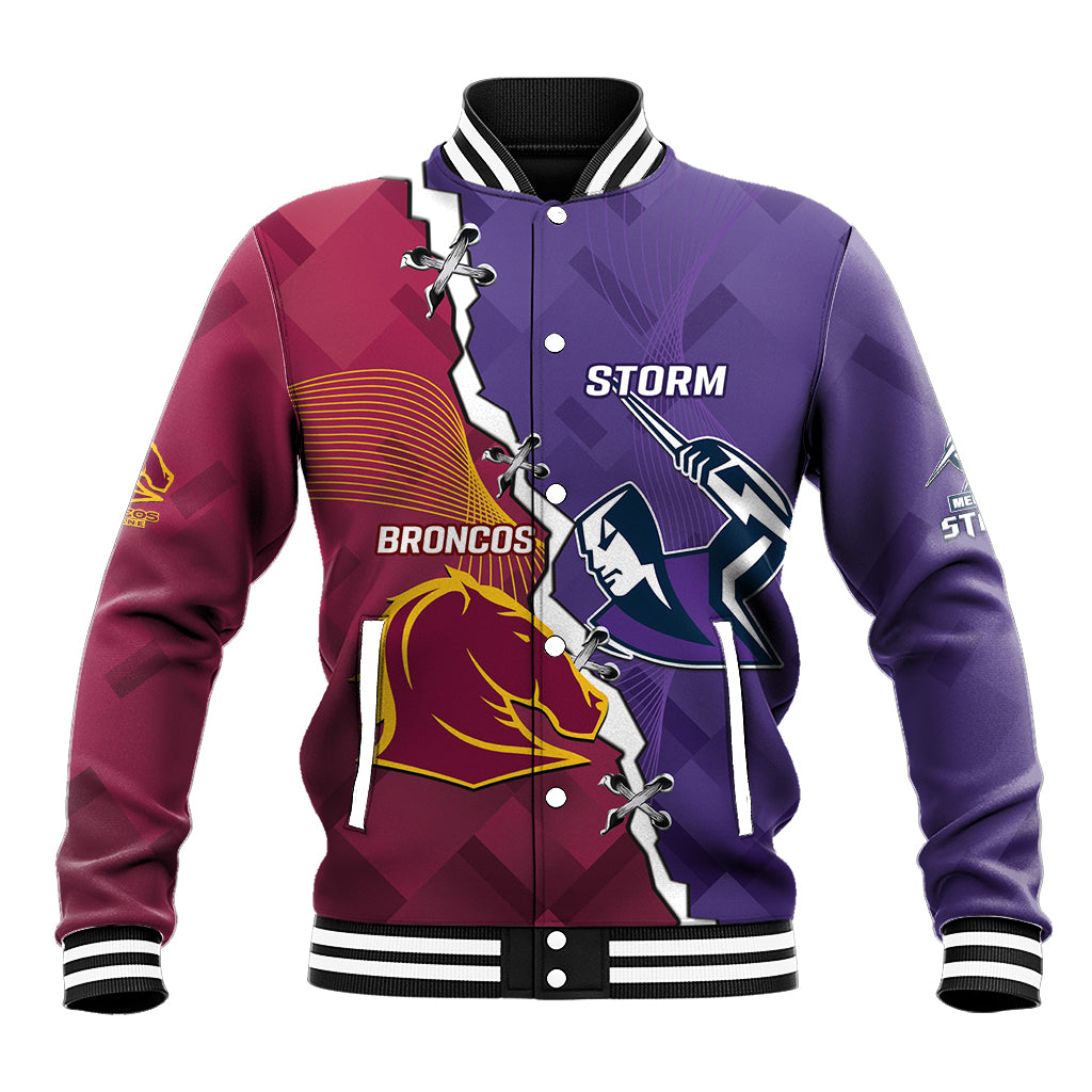 Personalised Broncos And Storm Rugby Baseball Jacket Sporty Version