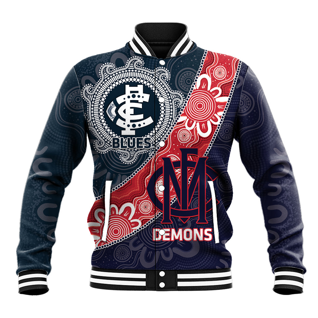 Personalised Demons And Blues Football Baseball Jacket Aboriginal Art