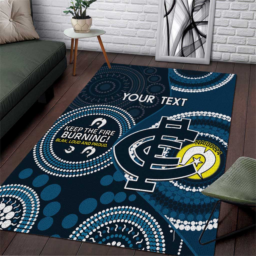 Custom AFL Carlton NAIDOC Week Area Rug Keep The Fire Burning Indigenous Art