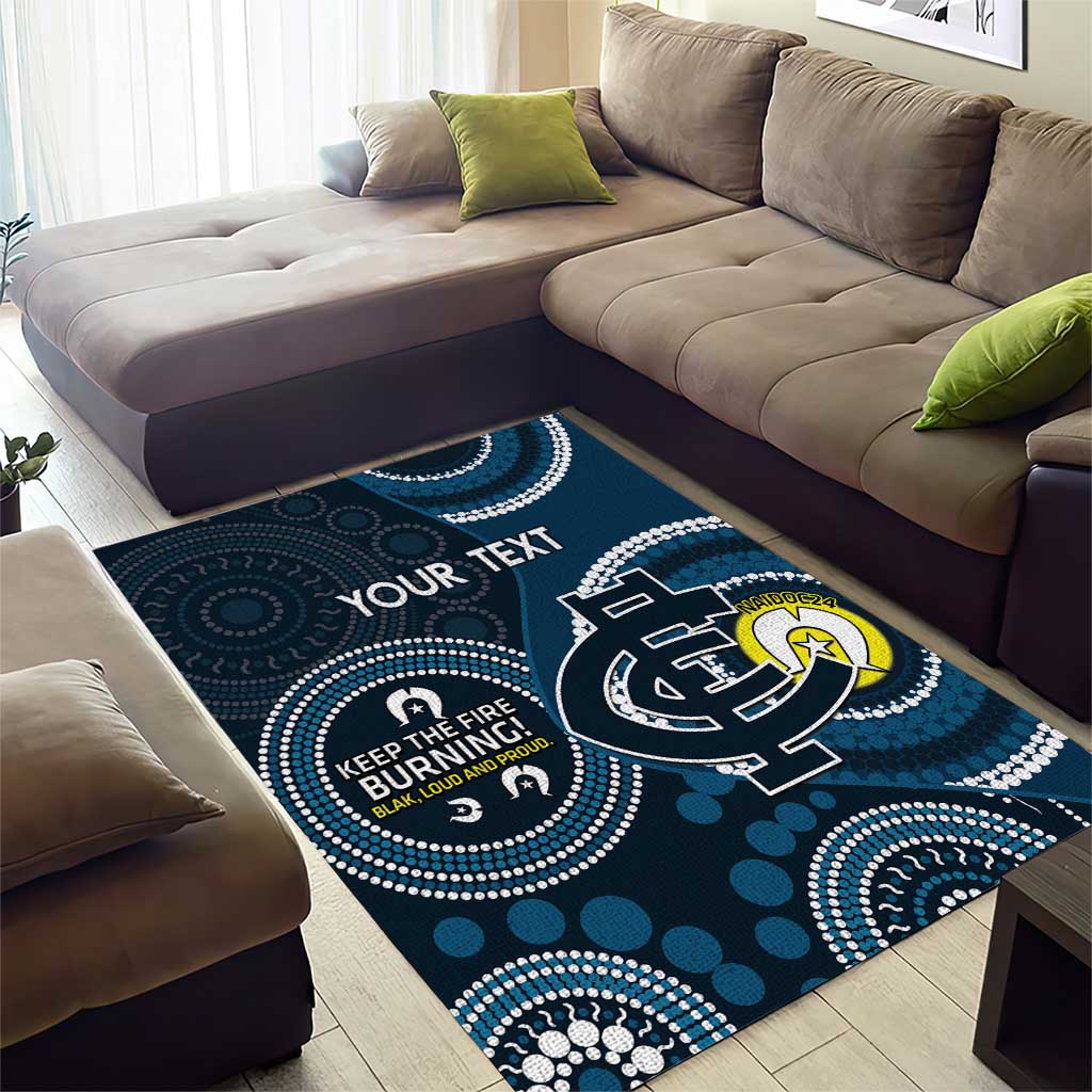 Custom AFL Carlton NAIDOC Week Area Rug Keep The Fire Burning Indigenous Art