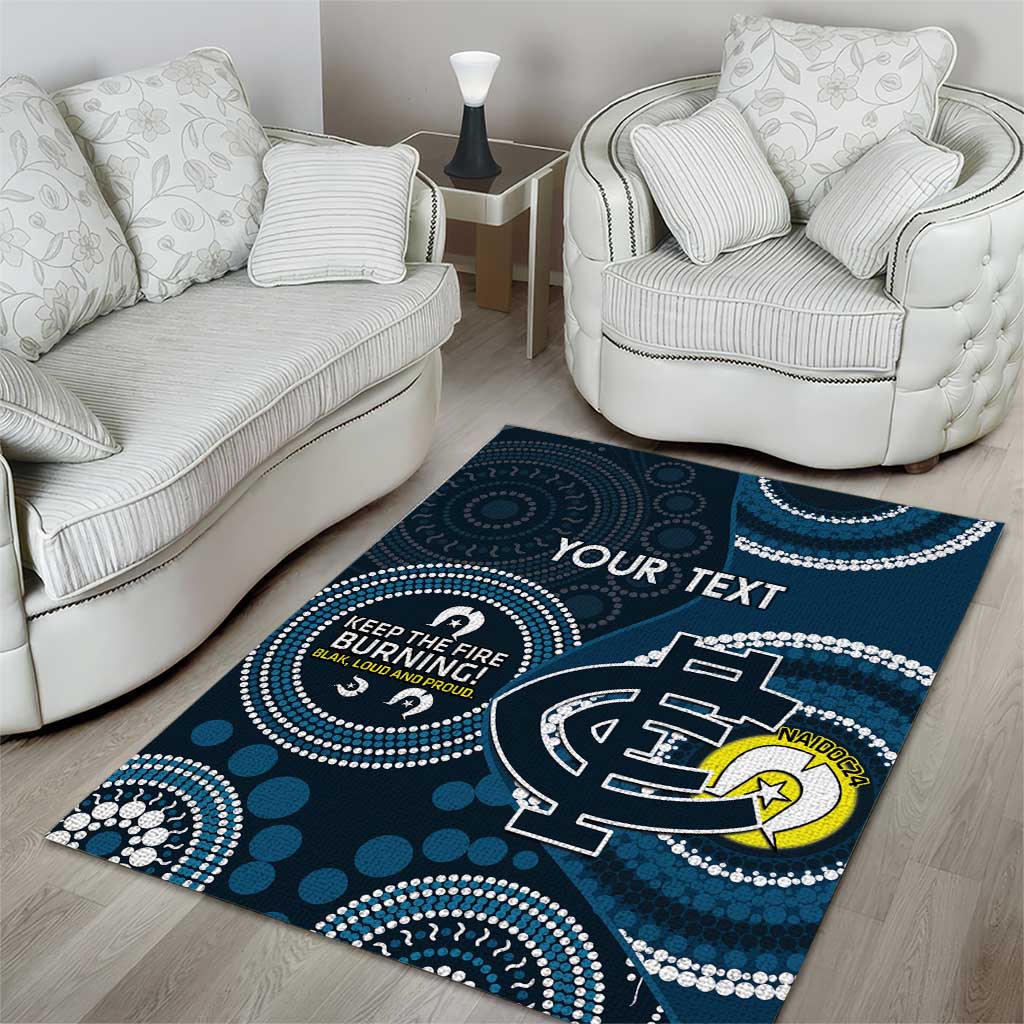 Custom AFL Carlton NAIDOC Week Area Rug Keep The Fire Burning Indigenous Art