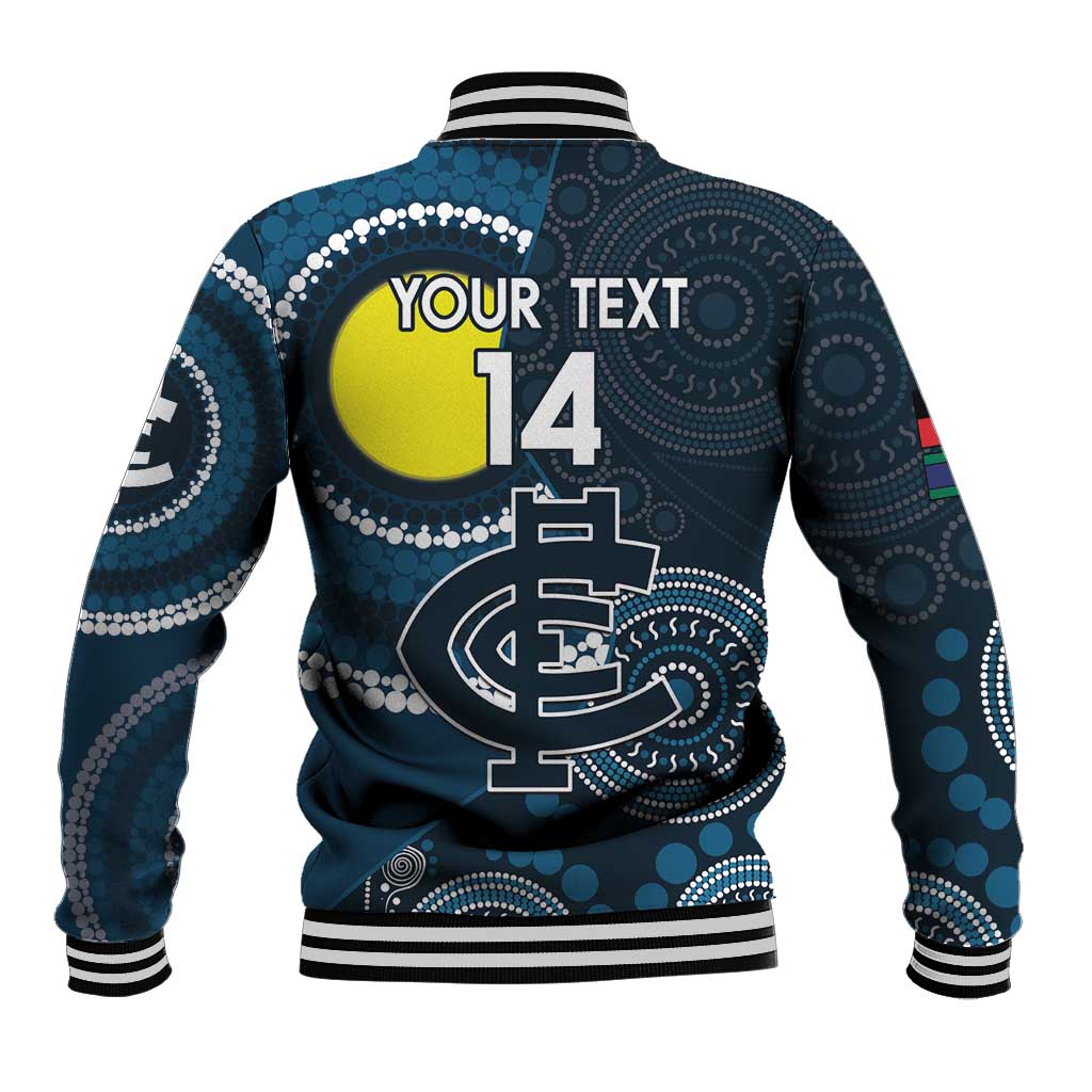 Custom AFL Carlton NAIDOC Week Baseball Jacket Keep The Fire Burning Indigenous Art