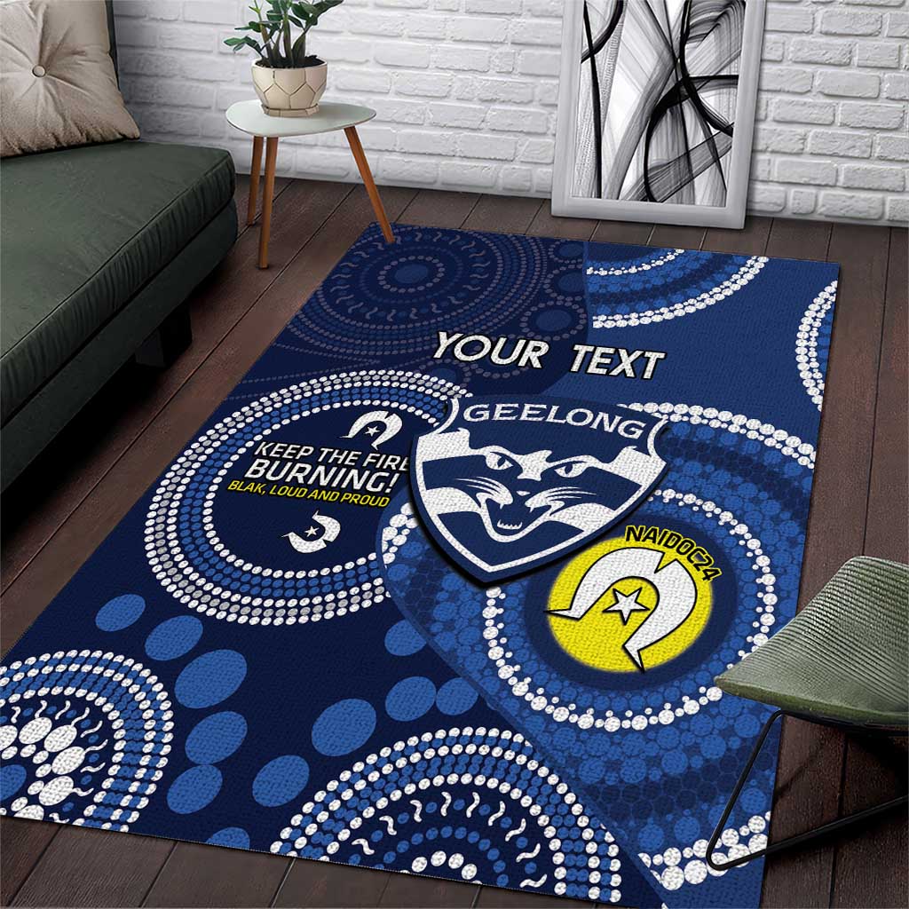 Custom AFL Geelong NAIDOC Week Area Rug Keep The Fire Burning Indigenous Art