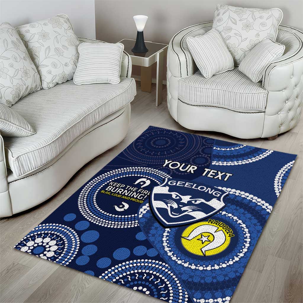 Custom AFL Geelong NAIDOC Week Area Rug Keep The Fire Burning Indigenous Art