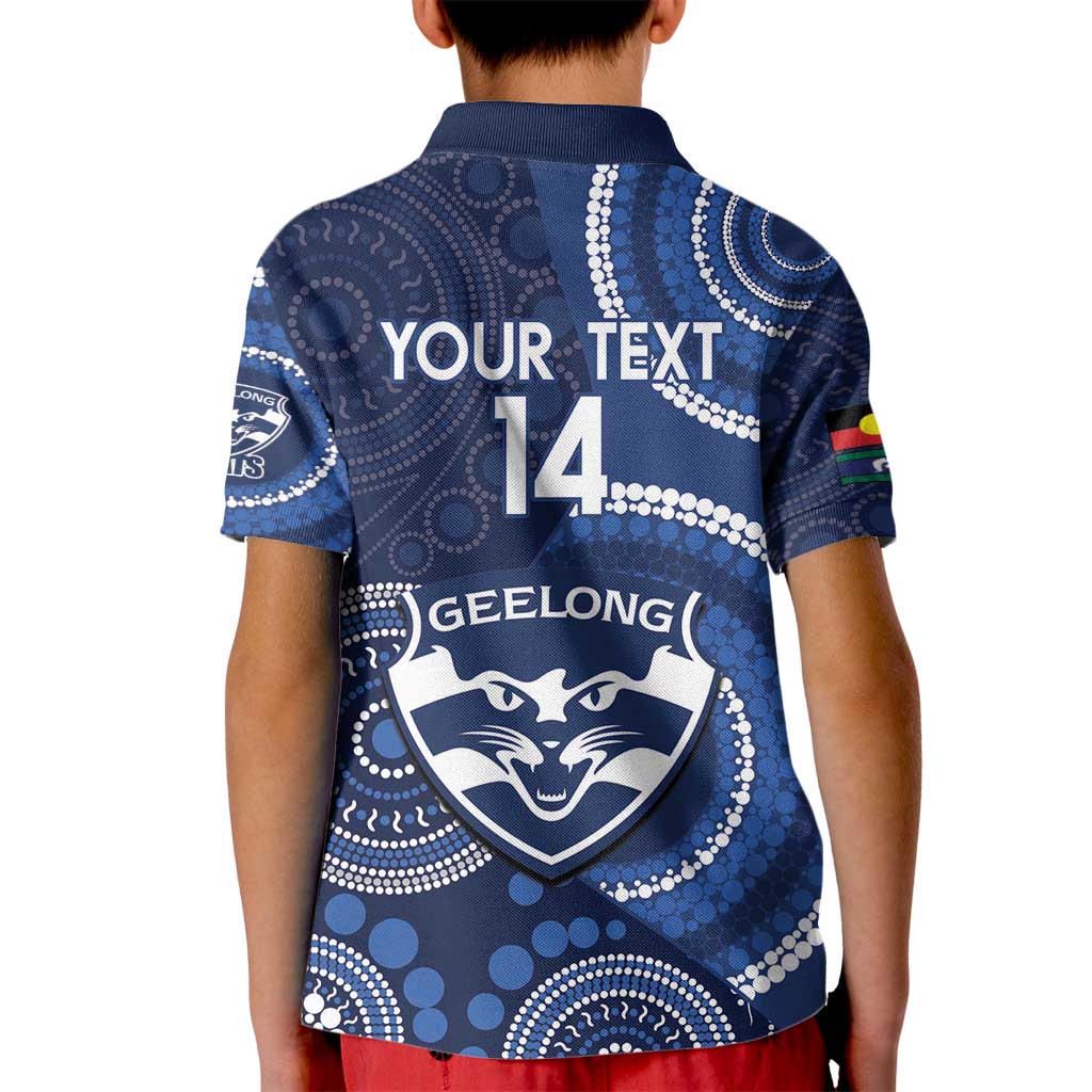 Custom AFL Geelong NAIDOC Week Kid Polo Shirt Keep The Fire Burning Indigenous Art