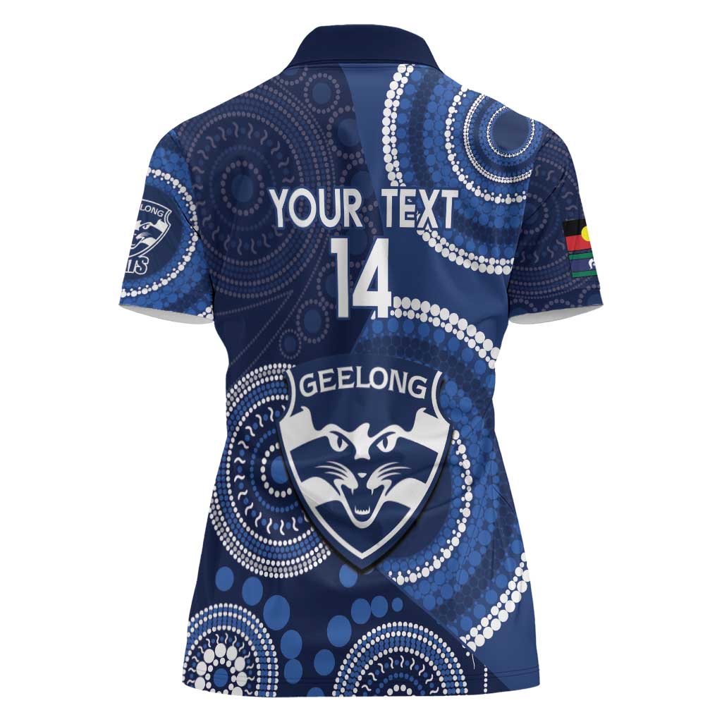 Custom AFL Geelong NAIDOC Week Women Polo Shirt Keep The Fire Burning Indigenous Art