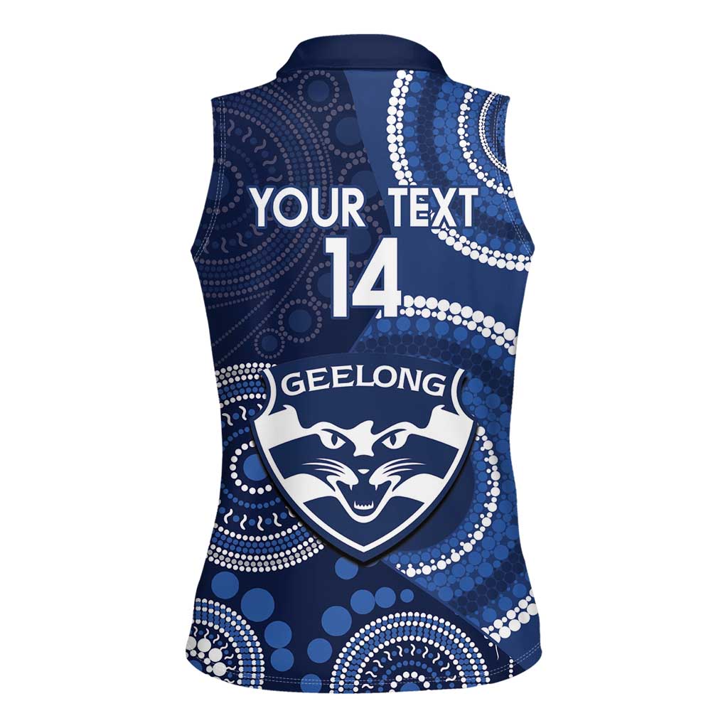 Custom AFL Geelong NAIDOC Week Women Sleeveless Polo Shirt Keep The Fire Burning Indigenous Art