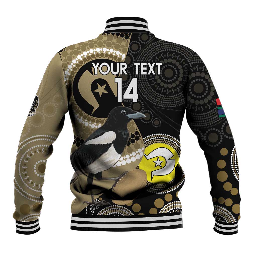 Custom AFL Collingwood NAIDOC Week Baseball Jacket Keep The Fire Burning Indigenous Art