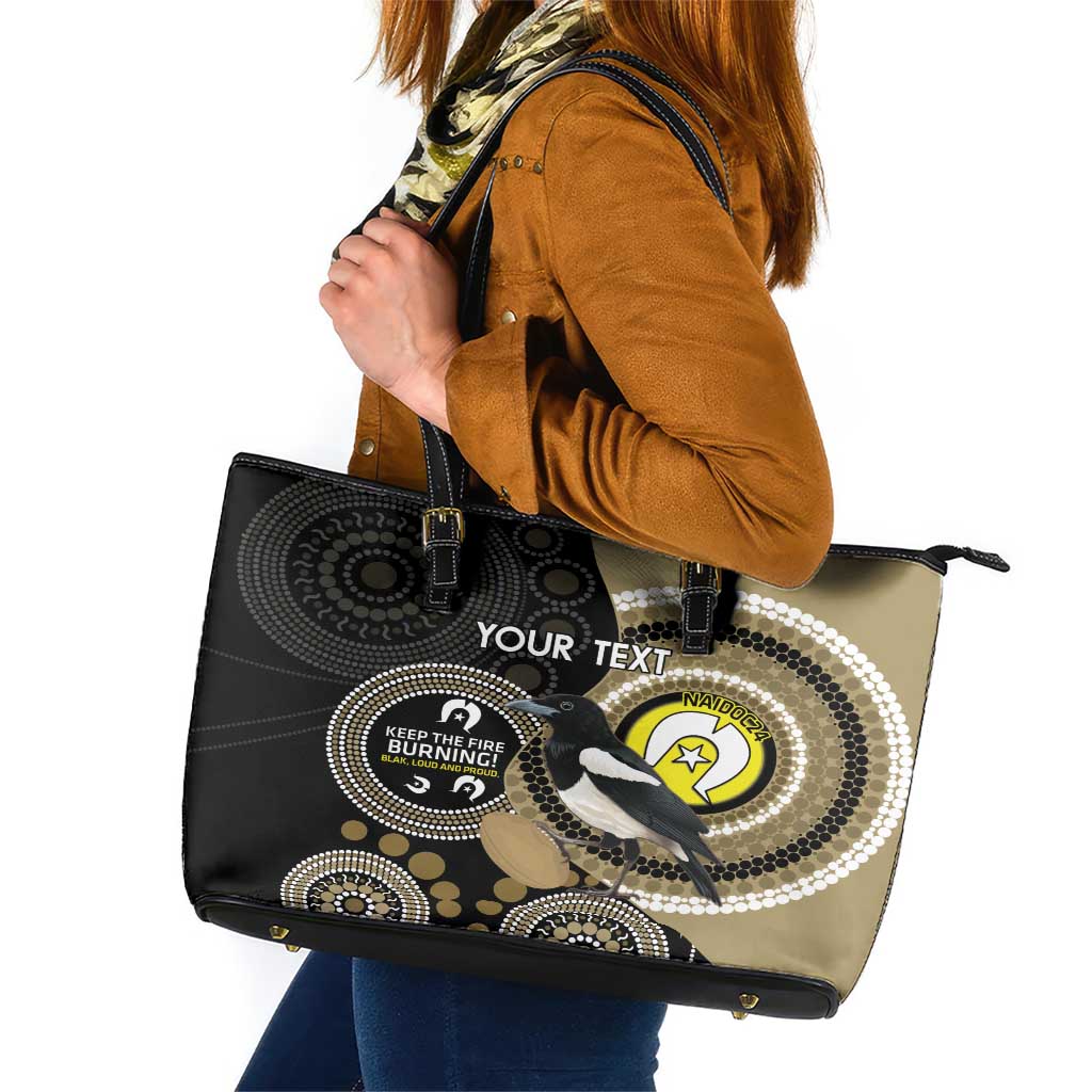 Custom AFL Collingwood NAIDOC Week Leather Tote Bag Keep The Fire Burning Indigenous Art