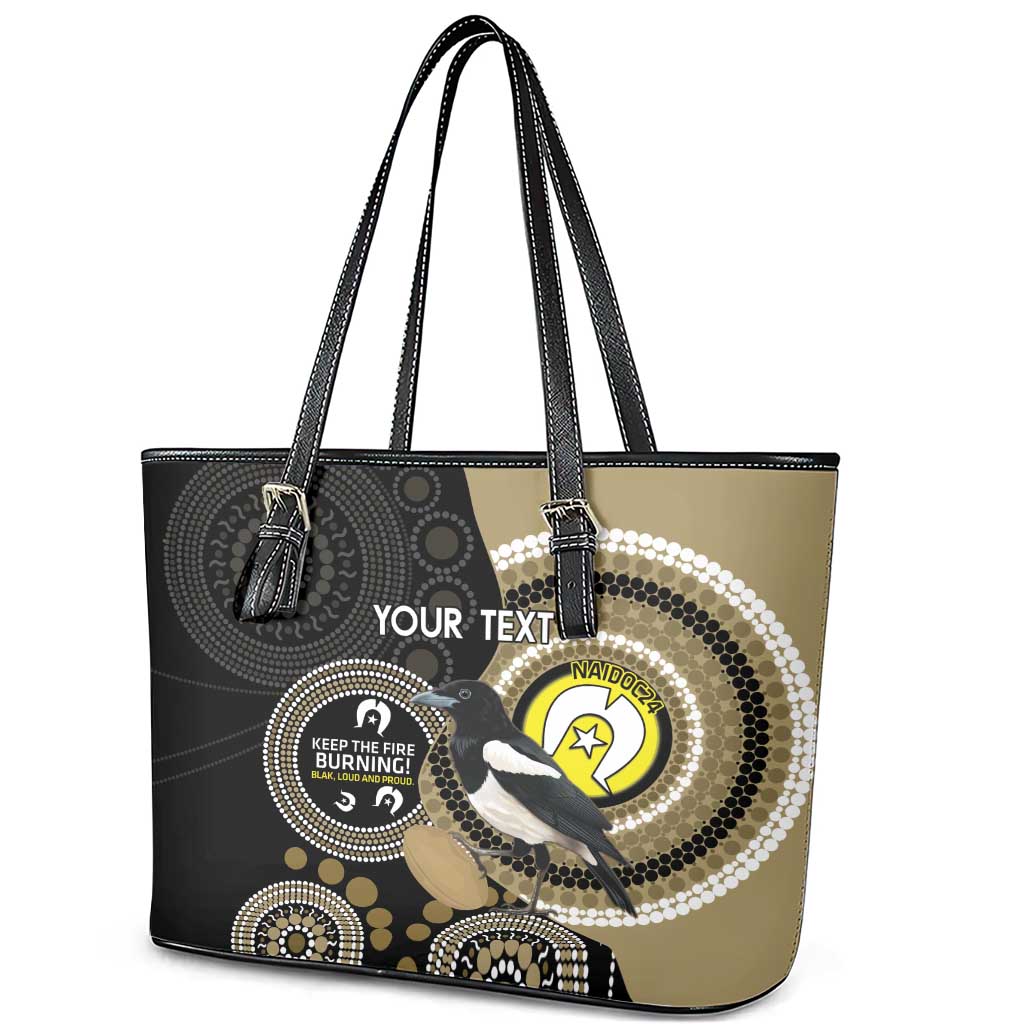 Custom AFL Collingwood NAIDOC Week Leather Tote Bag Keep The Fire Burning Indigenous Art